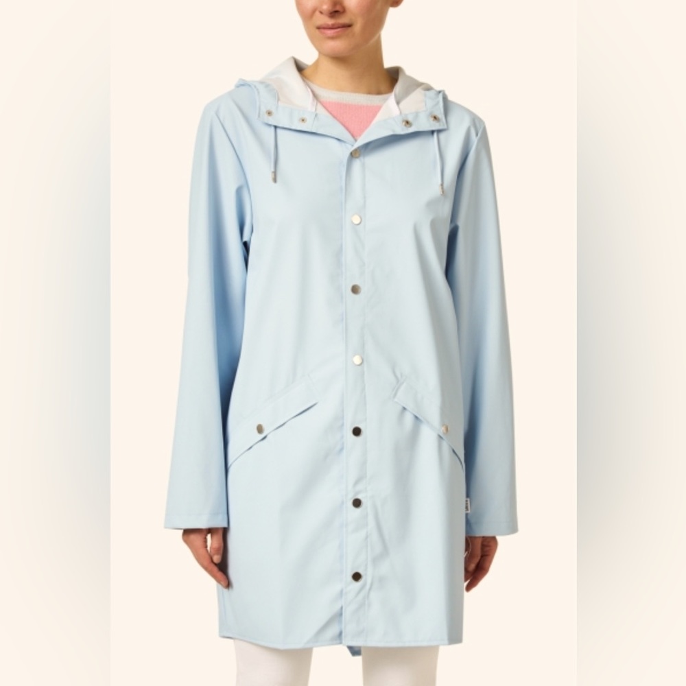 RAINS Long Rain Jacket - Light Blue